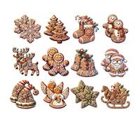 24pcs Wooden Christmas Ornaments, Christmas Tree Hanging Decorations, Gingerbread Man Santa Elk Snowflake Hanging Pendant For Xma-s Tree