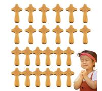 24pcs Wooden Prayer Cross For Hand, Portable Prayer Pocket Holding Crosses, Mini Holding Cross Olive Wood, Clinging Crosses, Handheld Comfortable To Fit In Your Hand, Church Accessories