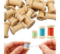 24PCS Wooden Spools in 3 Sizes - Unfinished Wooden Bobbins for Thread Cord, Wood Spools for Sewing Embroidery, Ribbon Organizer Wood Spools, Small Empty Spools for Thread Wire Wooden spools for Craft