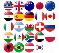 24Pcs World Flags Refrigerator Magnets, Magnetic Crystal Glass Refrigerator Stickers for Refrigerator Classroom Office Whiteboard Metal Cabinet Home Decoration