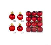 24pcs Xmas Baubles 30mm Diameter Party Wedding Decor Set(Red) | 24-piece set, 30mm diameter, shatterproof plastic, safe for kids and pets, classic tree decor