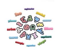 24PCS Zodiac Shoe Charms Pack for Kids and Adults - Aries Taurus Gemini Cancer Leo Virgo Libra Scorpio Sagittarius Capricorn Aquarius Pisces PVC Pin Decoration for Bubble Slides and Clogs