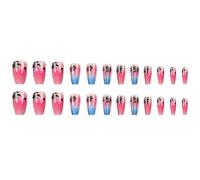 24pcsPress on Nails Full Covers False Nails with Seaside and Coconut Tree Designs Artificial Fingernails for Travel