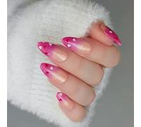 24Piece Gradient Heart Design False Nails Glossy Finish Middle Length For Romance Occasions Valentine Party Glitters Fake Nail