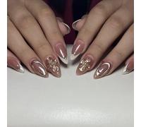 24Pieces Artificial Nails French Pattern All Day Comfort Artificial for Work Daily and Social Event Comfort Design French Tip