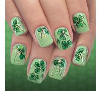 24Pieces Festive Green Short Square False Nails Easy to Apply Comfort Fake Nails for Patrick's Day Celebration Short Square Nail