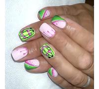24Pieces Glossy for Halloween ABS Materials Artificial Nails with Sunglasses Patterns Fake