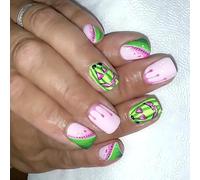 24Pieces Glossy Press On Nails For Halloween ABS Materials Artificial Nails With Sunglasses Patterns Halloween Press On Nail