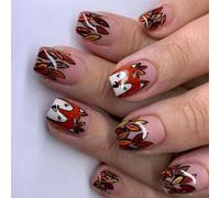 24Pieces Glossy Squirrel Tips Short Look European Manicure Art Artificial Fingernails Set Faux Nails