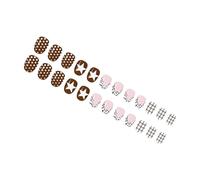 24Pieces Long Lasting False Nails Coffee Brown Animal Print Geometric Patterns Star Motifs Easy Application Nails Art French Leopards