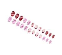 24Pieces Oval Shaped Presses on Nails Glossy French Tips with Red Polkas Dots for Special Stars Design Presses on Nails