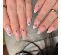 24Pieces Short Almond Shape Artificial Nails for Changes in Morning Commute or Party Artificial Nails Hoofs