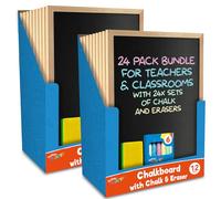 24pk Bulk Chalk Board for Kids | 21 x 28cm Small Chalkboard with Eraser & Chalks | Mini Chalkboard Signs Chalk Boards for Walls | Black Board Kids Chalk Board Sign Outdoor Blackboard | Chalkboards