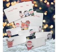 24pk Christmas Cuties Name Place Cards - Blank & Ready to Personalise - Festive Table Decorations for Christmas Dinners & Parties