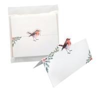 24pk Robin Christmas Name Place Cards - Blank & Ready to Personalise - Festive Table Decorations for Christmas Dinners & Parties