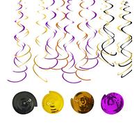 24Rolls Hanging Swirl Decorations Halloween for Happy Birthday Party Swirls Decorations-Muti-Color Hanging Swirls Ceiling Decorations Shiny Foil Swirls for Wedding,Baby Shower,Birthday Party Supplies