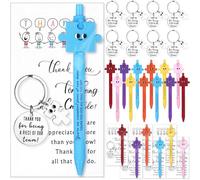 24Sets Employee Appreciation Gifts Bulk Puzzle Piece Pens with Greeting Cards Keychains Inspirational Gifts Thank You Gift for Team Staff Coworkers Teacher Nurse Volunteer Student School Leavers Gift