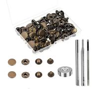24Sets Leather Snap Fasteners Kit, 15mm Brass Snap Buttons, Press Studs with 4Pcs Snap Fastener Installation Tools for Clothes Bracelet Jackets Jeans (Antique Brass)