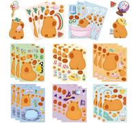 24Sheets Capybara Sticker, Make a Face Animal Stickers, Cute Kawaii Vinyl Animal Decals, Waterproof and Reusable Decals for Handcrafts, Capybara Stuff for School Reward, Party Favor