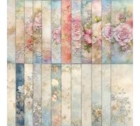 24Sheets Flower Scrapbooking Cardstock Paper Pads, Flowers Decorative Paper 24 Pattern, Floral Card Stock Pad for Scrapbook Supplies, Scrapbook Craft Paper for Gift Card Making Photo Album (StyleE)