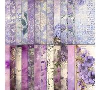 24Sheets Flower Scrapbooking Cardstock Paper Pads, Flowers Decorative Paper 24 Pattern, Floral Card Stock Pad for Scrapbook Supplies, Scrapbook Craft Paper for Gift Card Making Photo Album (StyleF)