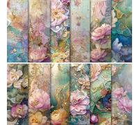 24Sheets Flower Scrapbooking Cardstock Paper Pads, Flowers Decorative Paper 24 Pattern, Floral Card Stock Pad for Scrapbook Supplies, Scrapbook Craft Paper for Gift Card Making Photo Album (StyleB)
