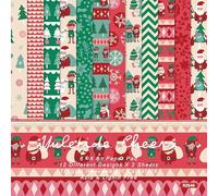 24Sheets Scrapbooking Cardstock Paper Pads, Flowers Decorative Paper 24 Pattern, Floral Card Stock Pad for Scrapbook Supplies, Scrapbook Craft Paper for Gift Card Making Photo Album (ChristmasB)