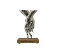 24th Anniversary Holding Hands Decoration - Free Standing Rustic Metal & Wooden Decoration (hsshands24)