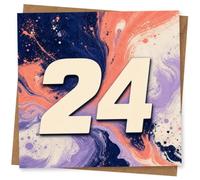 24th Birthday Card, 24th Birthday Card for Daughter, Son, Friend or Relative - Colourful Abstract Number 24 Age
