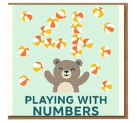 24th Birthday Card - Cute Bear with Beach Balls Forming 24 - 'Playing With Numbers' Fun Birthday Card