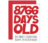 24th Birthday Card for Men Women Him Her - 8766 Days Old - Funny Adult Happy Birthday Card for Brother Sister Son Daughter Cousin, A5 Humour Joke Greeting Cards
