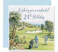 24th Birthday Cards for Men - Golf Celebration - Happy Birthday Card for 24 Year Old Man Uncle Colleague Son Brother, 145mm Bday Greeting Cards