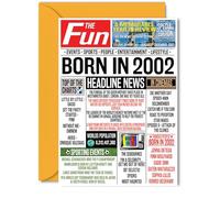 23rd Birthday Cards for Women Men - Born In 2002 Newspaper - Happy 23 Birthday Card for Daughter Son Cousin Vintage Retro Back In 2002, 5x7 Inch Bday Greeting Cards