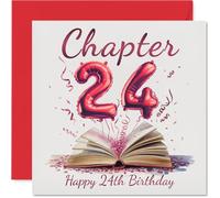 24th Birthday Cards for Women Men - Start of Another Chapter - Happy Birthday Card for 24 Year Old Woman Man Brother Nephew Auntie Friend, 145mm Bday Greeting Cards