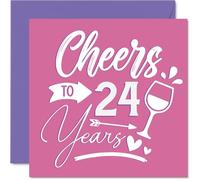 24th Birthday Cards for Women - Cheers - Happy Birthday Card for 24 Year Old Woman Granddaughter Daughter Friend Colleague, 145mm Bday Greeting Cards