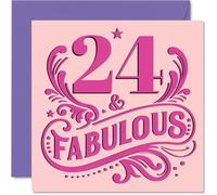 24th Birthday Cards for Women, Fabulous