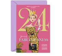 24th Birthday Cards for Women - Years Of Fabulousness - Happy Birthday Card for 24 Year Old Woman Colleague Sister Niece Auntie, 5x7 Inch Bday Greeting Cards