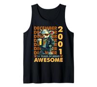24th Birthday Cow Legends December 2001 24 Years Old Mens Tank Top