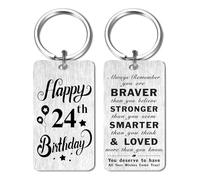 24th Birthday Gifts for Her Him - Happy 24 Year Old Birthday Keychain for Women Men