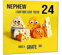 24th Nephew Birthday Card - Cheese Pun Funny Nephews Birthday Card for 24 Year old twenty four, twenty fourth