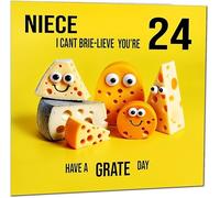 24th Niece Birthday Card - Cheese Pun Funny Niece's Birthday Card for 24 Year old twenty four, twenty fourth