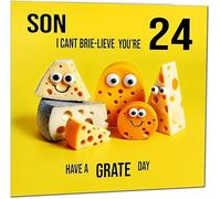 24th Son Birthday Card for Son - Cheese Pun Funny Son's Birthday Card for 24 Year old twenty four, twenty fourth