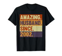 24th Wedding Anniversary For Him Amazing Husband Since 2002 T-Shirt