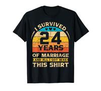 24th Wedding Anniversary Romantic Gift Couples Husband Wife T-Shirt