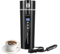 24V/12V Travel Electric Kettle for Car/Truck, 450ml Car Kettle Electric Vehicle Heated Water Cup with LCD Display, Temperature Control Portable Coffee Tea Cup-Black