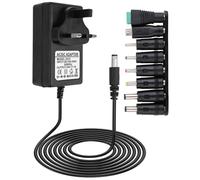 24V 1A Power Supply Adapter UK 100-240v 50/60hz AC to DC with 8 Replacement Tip Universal 5.5x2.1mm Multi Plug Charger for Household Electronics LED Strip Light Router Sound Bar Nail Lamp