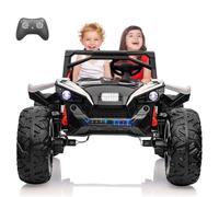 24V 2 Seaters Kids Ride on UTV with Remote Control, 10Ah Battery, 17" Extra Large EVA Wheels & 20.5“ Wide Seat for Big Kids, 4WD Electric Vehicle Car, Full-Metal Suspension,Music,LED Lights, White