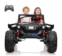 24V 2 Seaters Kids Ride on UTV with Remote Control, 10Ah Battery, 17" Extra Large EVA Wheels & 20.5“ Wide Seat for Big Kids, 4WD Electric Vehicle Car, Full-Metal Suspension,Music,LED Lights, Black