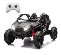 24V 7AH 2 Seater Ride on Cars UTV w/Remote Control, Off-Road Kids Electric Vehicles with 20" Spacious Seat, 4 Shock Absorbers, Max Speed 6 MPH, Bluetooth, Power Vehicles Wheels for Boys Girls, Black