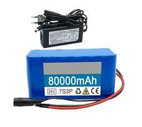 24V 80AH Ebike Battery with Charger,7S3P Waterproof Removable Lithium Battery Pack for Ebike Motorcycle, Scooter(XT60 plug)